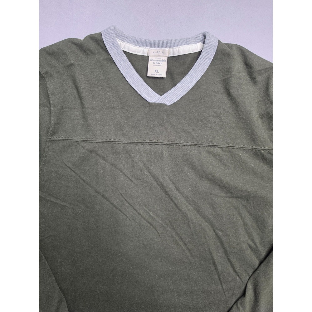 Abercrombie & Fitch Shirt Men's XL Green Cotton Muscle Fit Side Slit Long Sleeve - Picture 3 of 7